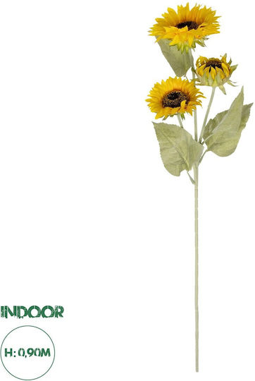 Globostar Artificial Garden Yellow Sunflower Branch 21380 Decorative Artificial Yellow Sunflower Branch Y90cm