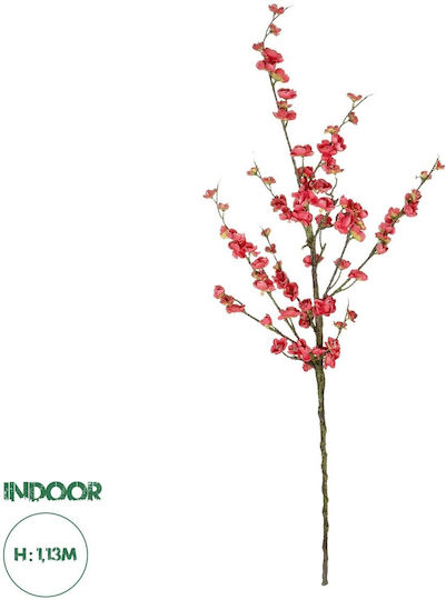 Globostar Artificial Garden Chinese Red Plum Blossom Branch 21459 Artificial Decorative Red Cherry Branch Y113cm