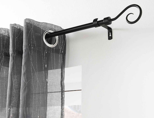 Douceur d'Intérieur Extendable Metallic Curtain Pole Arabesque Single Diameter 19mm Length 210-120cm Black Douceur d'Intérieur Extendable Metallic Curtain Pole Arabesque Single Diameter 19mm Length 210-120cm Black