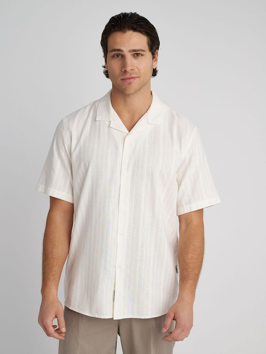 Ron Short Sleeve Cotton Shirt in Regular Fit Beige 61-208.053.N0070