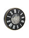Wanduhr Kunststoff Φ48x7 cm Schwarz Gold Zahnradmechanismus Keskor 16022