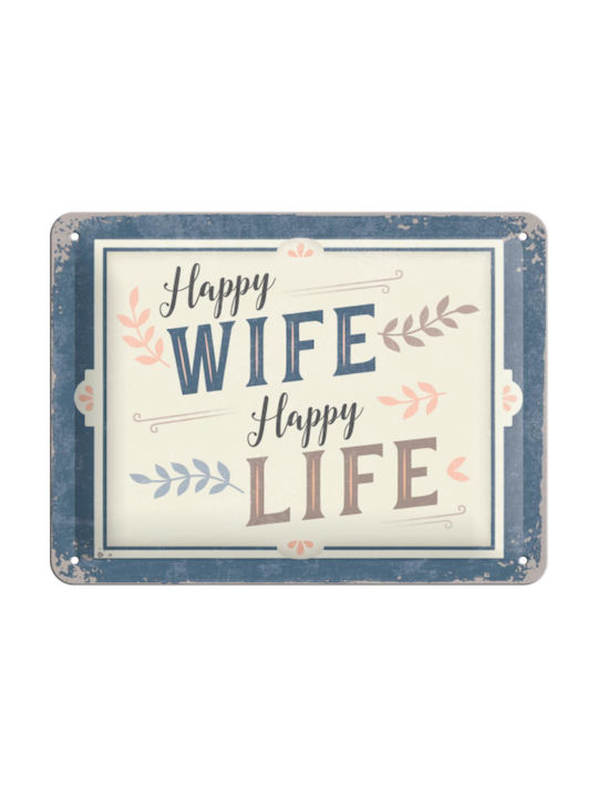 Nostalgic Metal Sign Happy Wife Happy Life