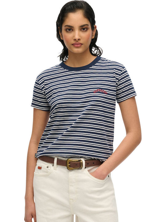 Superdry Damen T-Shirt Gestreift Blue