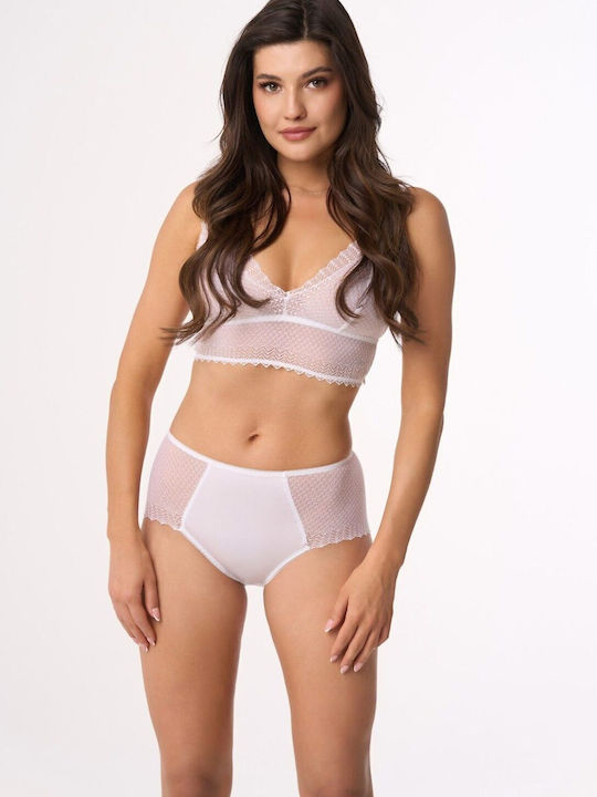 Babell Hochtailliert Damen Slip mit Spitze White