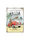 Nostalgic Art Decorative Volkswagen VW Bulli Beach Silhouette Wall Decor Metallic 14x10cm