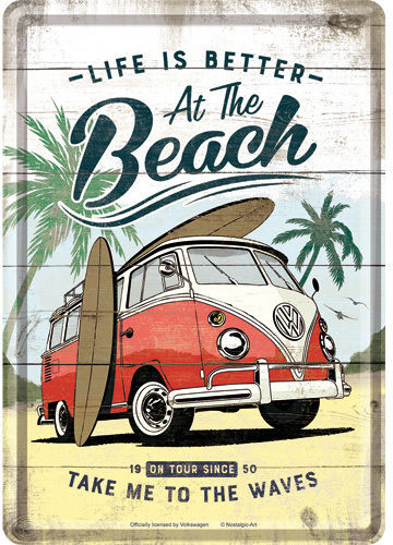 Nostalgic Art Декоративен Силует Volkswagen VW Bulli - Beach от Метал 14x10см