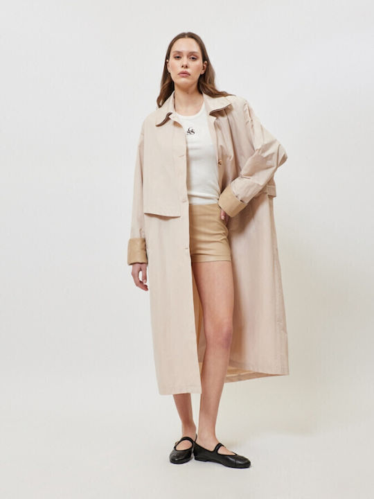 Γυναικεία Μπεζ Καμπαρντίνα Oversized