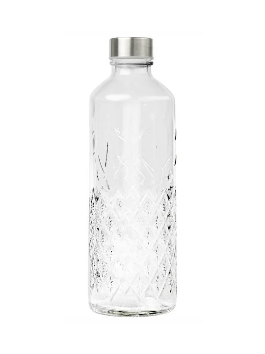 Uniglass Diamond Glass Water Bottle With Screw Lid Transparent 1000ml