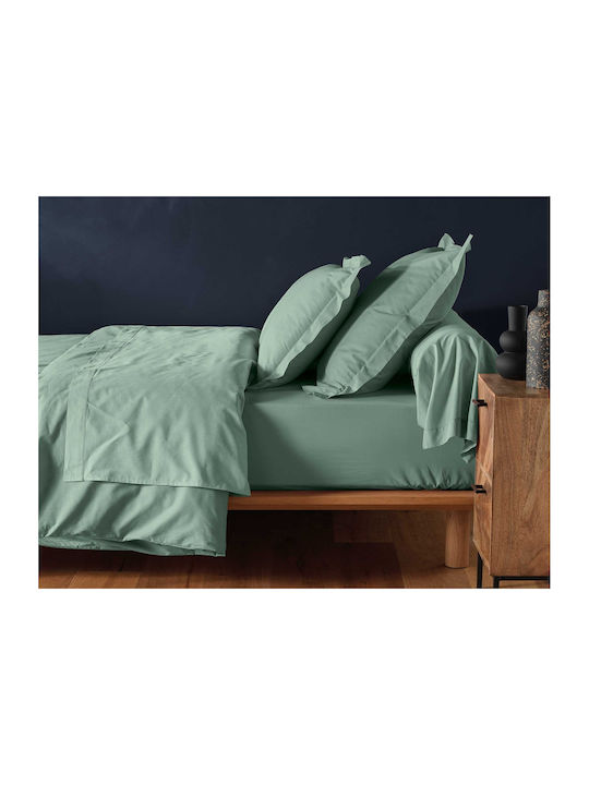Douceur d'Intérieur Sheet for Single Bed with Elastic 90x190+30cm. Lina Sage