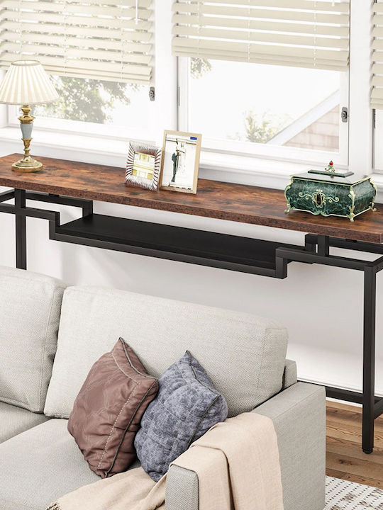 Onole Console Table Wood & Metal Walnut - Black L180xW35xH82cm