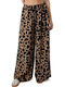 Wide Leg Trousers with Striped Animal Print