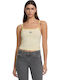 Women's Crop Top Cotton Sleeveless Striped Yellow