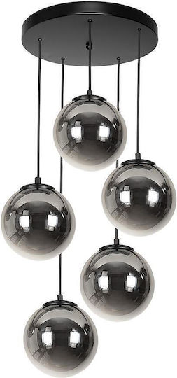 City Lux Hängelampe Schwarz für 5 Lampen E27 40x40cm.