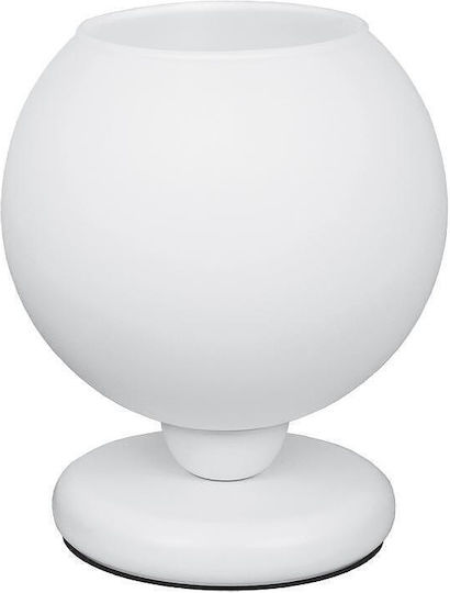 City Lux Glas Tischlampe für Fassung E27 mit Weiß Schirm und Basis