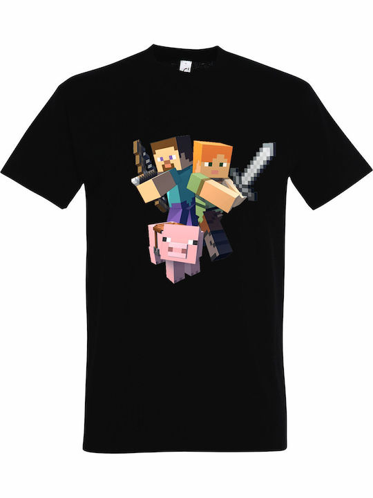 kirikoko Kids' T-shirt Black Minecraft Characte...