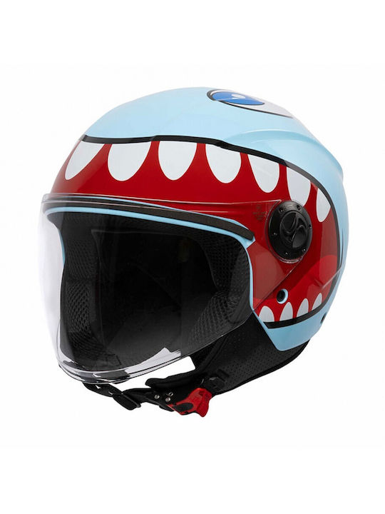 Nova OF232 Children's Jet Motorcycle Helmet ECE 22.06 Dino Blue