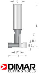 Dimar Κοπτικό Ρούτερ Φρέζα Πάνελ Σλατ D=28 D1=9 5 B1=20 7 B2=8 L=60 D=9 5