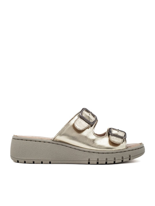 Anatomic Women's Leather Platform Shoes Gold