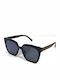 Woman's Fashion Women's Sunglasses with Black Plastic Frame and Black Lens G-105