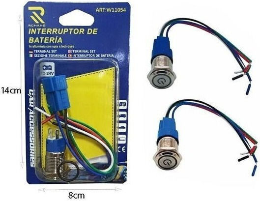 LED Illuminated Switch – Stainless Steel On Off Button 16mm 12-24v W14412-3