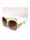 Woman's Fashion Women's Sunglasses with Beige Plastic Frame and Brown Gradient Lens G-117