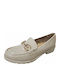 Patent Leather Women's Moccasins in Beige Color