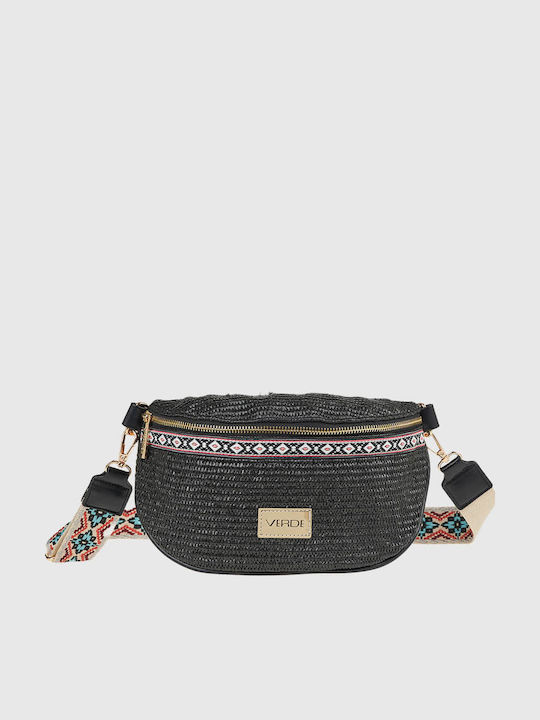 Medium Straw Women's Bag Crossbody Black