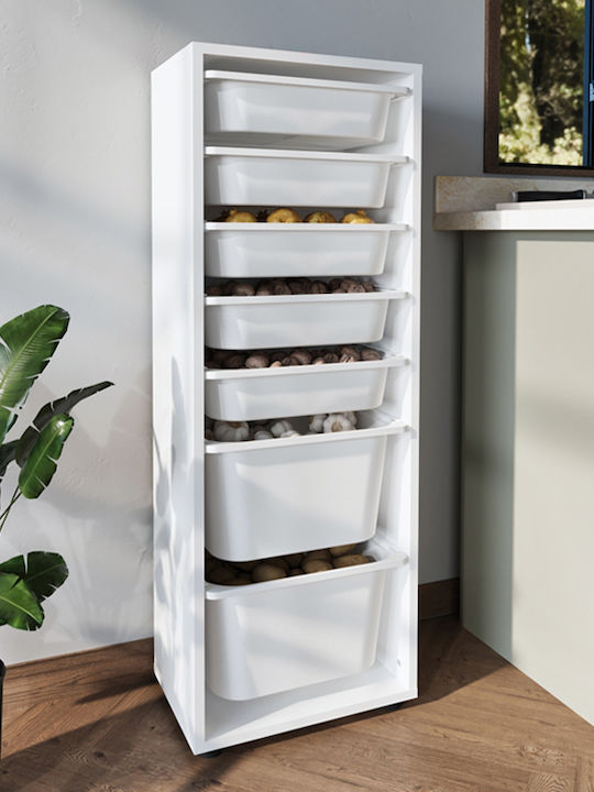 Storage Drawers Made of Plastic & Wood with 7 Drawers L45.4xW30xH125cm
