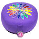Besticktes Meditationskissen Violette Blume 33x17cm