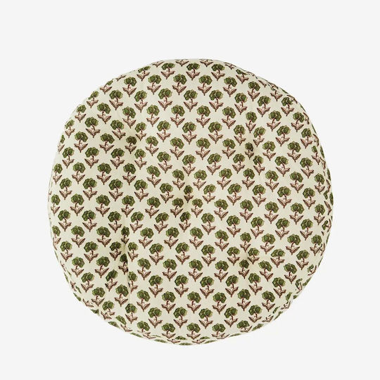 Madam Stoltz Chair Cushion Cotton Off White Green Ø 45 Cm