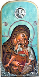 Wooden Icon of Virgin Mary & Jesus Christ 30x14cm