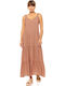 Damen Strandkleid Pink Label Lang Prism Geo Viskose Trägerkleid