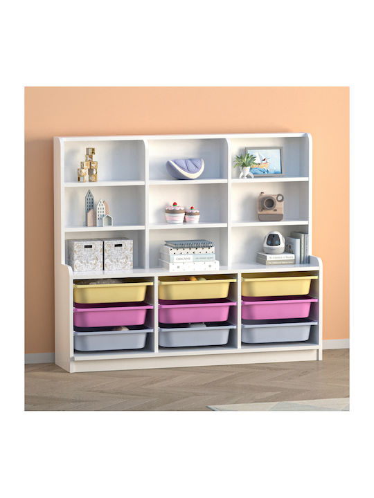 Kids Wooden Bookcase Obia White 132.6x30x115cm