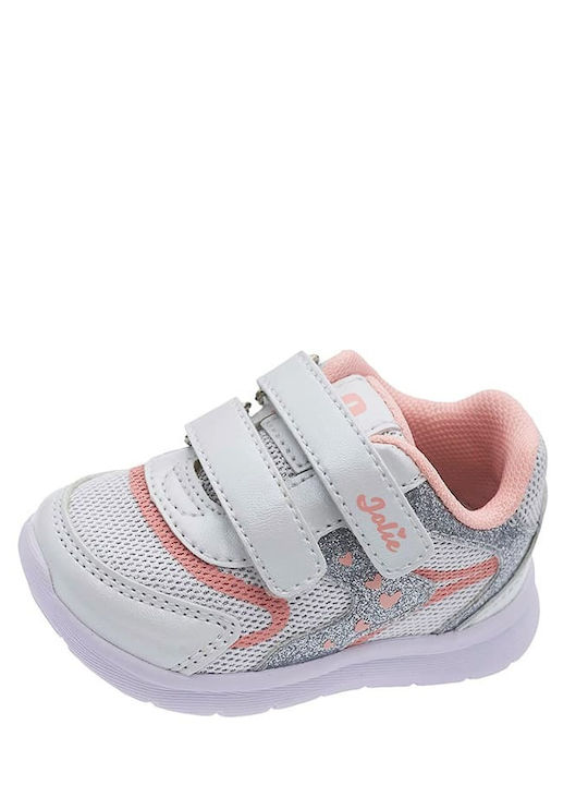 First Steps Παιδικά Sneakers Ανατομικά με Σκρατς Ασημί