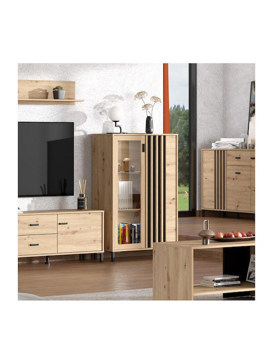 Vitrină Laval 2k Vs1 129 Stejar Artizanal Negru 80x40x129cm
