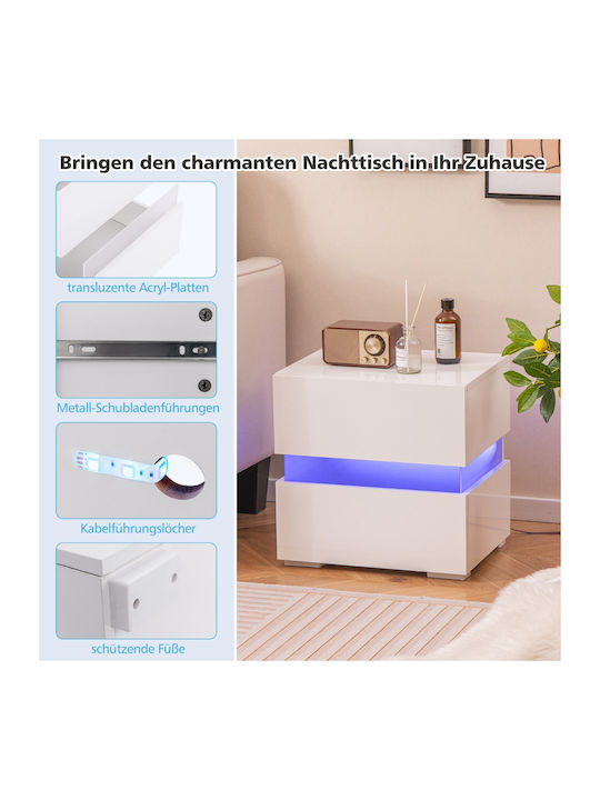 Costway Set of 2 Bedside Tables with LED, 2 Dra...