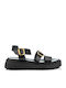 Women's Leather Platform Shoes Black