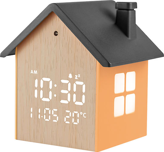 Digital Alarm Clock House LED Screen Night Light Life Tiny House Black