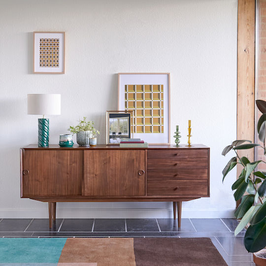 Vintage Sideboard 2 Türen 4 Schubladen B45xT175xH76cm