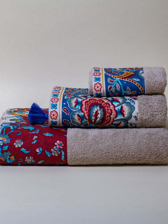 Cotton Handmade Towel Karpathos Beige Hand Towel 30x50 Beige