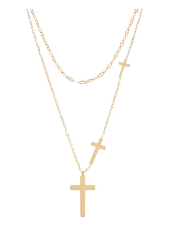 Bag to Bag Women's Cross from Gold Plated Steel with Chain