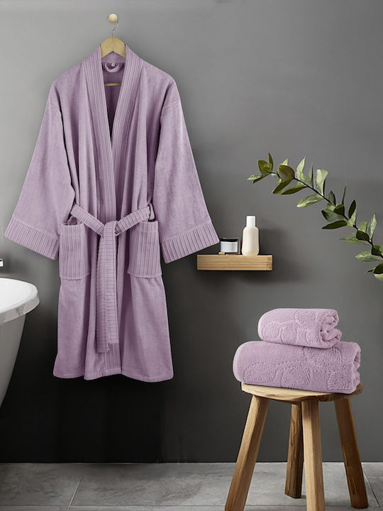 Nima Kimono Μπουρνούζι με Γιακά Lilac 380gr/m²
