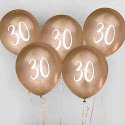 Latex Balloons Gold 30th Birthday 5 Pcs