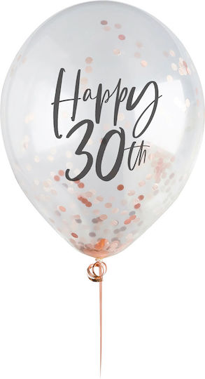 Transparent Balloons 'happy 30th' Rose Gold Confetti 5 Pcs