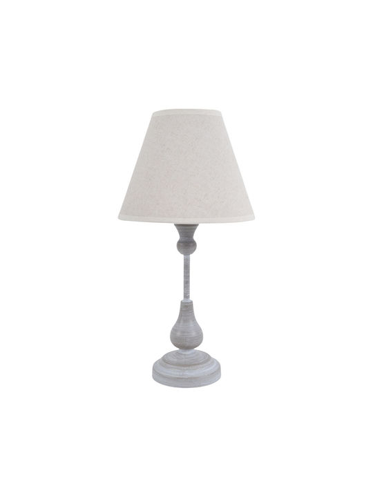 Ankor Metal Table Lamp with Beige Shade and Gray Base