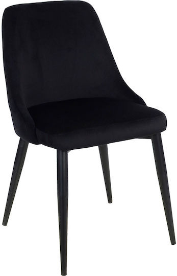 Zedna Dining Room Velvet Chair Black Velvet 51x58x84cm