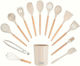 Silicone Cooking Utensil Set with Base White 12pcs