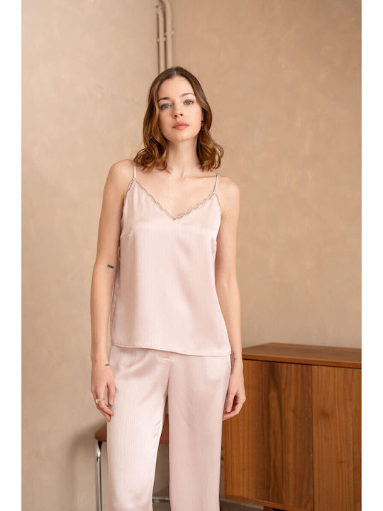 Damen Bluse Ärmellos Pink
