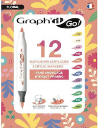 Graph' It Acrylic Markers Assorted Colours Set 12 Colours