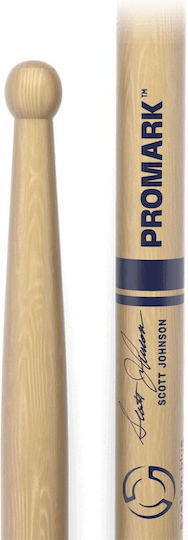 Promark Txdc17w Scott Johnson Hickory Marching Drumsticks Signature